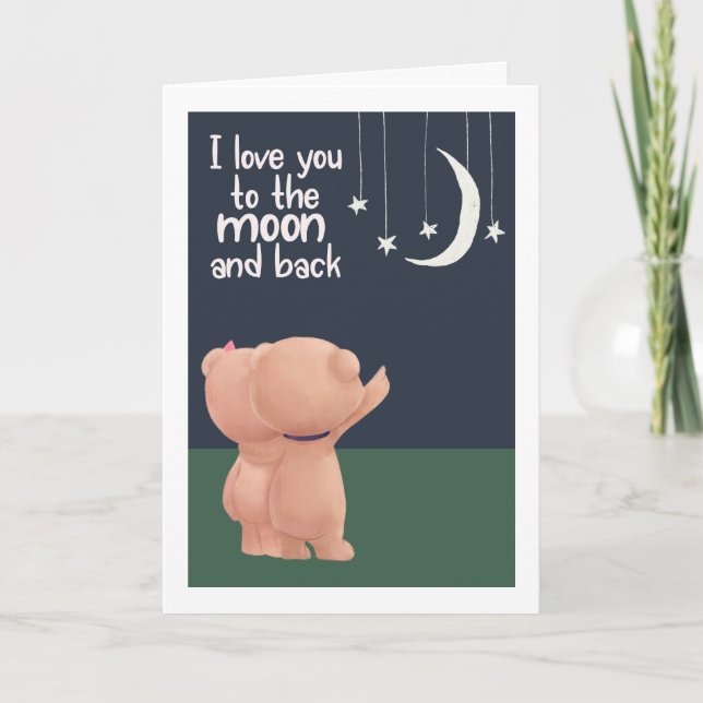 I love you to moon and back bears Valentines Day Holiday Card (Front)