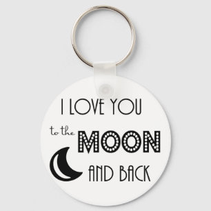i love you to the moon and back black white key ring