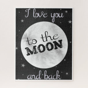 I love you to the moon and back black with stars jigsaw puzzle