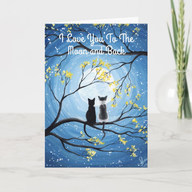 I Love You To The Moon and Back Cat Card (Front)