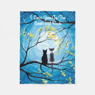 I Love You To The Moon and Back Cat Fleece Blanket