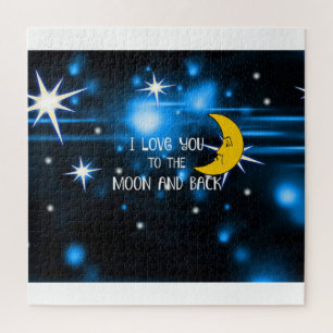I Love You to the Moon and Back, colourful and cut Jigsaw Puzzle