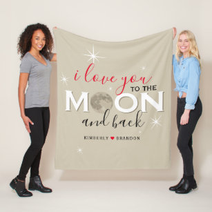 I Love You to the Moon and Back   Couples Names Fleece Blanket