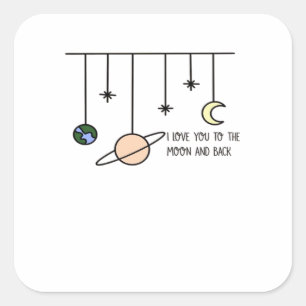I Love You To The Moon And Back Elegant Minimal St Square Sticker