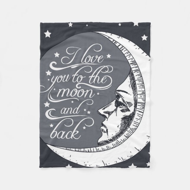 I Love You To The Moon And Back Fleece Blanket (Front)