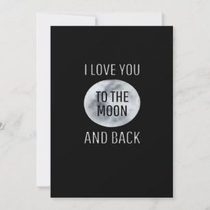 I Love You To The Moon And Back Gray Moon Minimal  Holiday Card