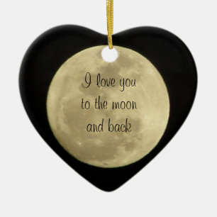 I love you to the moon and back heart ornament