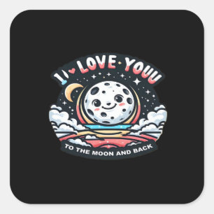 I Love You To The Moon And Back Heartfelt Design  Square Sticker