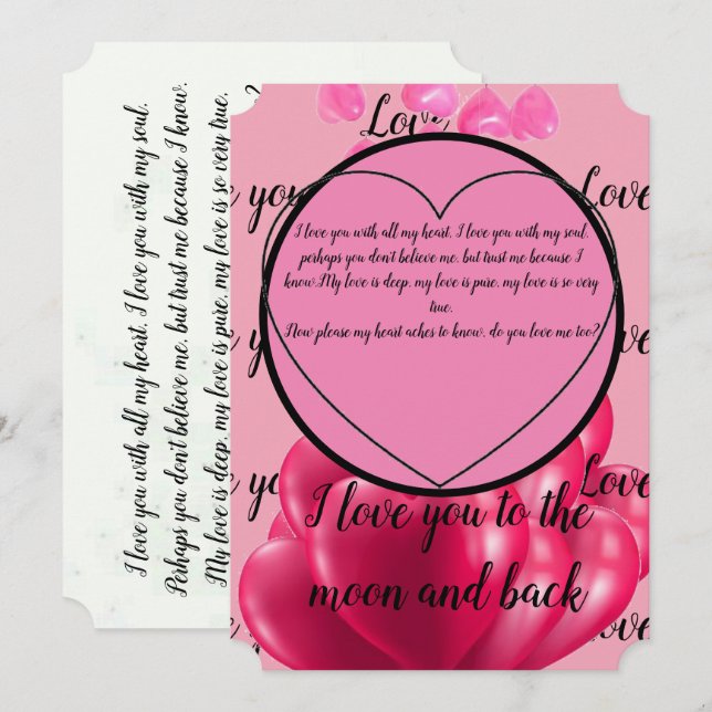 I love you to the moon and back invitation (Front/Back)