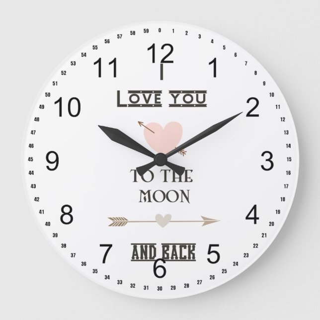 I love you to the moon and back large clock (Front)