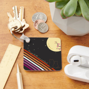 I Love You To The Moon And Back Lesbian Flag Key Ring