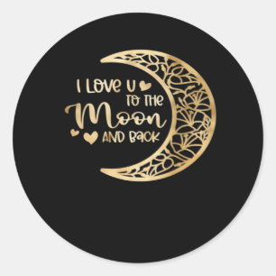 I Love You To The Moon And Back Minimal Aesthetic  Classic Round Sticker