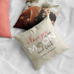 I Love You to the Moon and Back Names & Photo Cushion