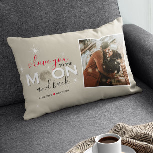 I Love You to the Moon and Back Names & Photo Lumbar Cushion