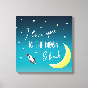 I love you to the moon and back ombre baby nursery canvas print