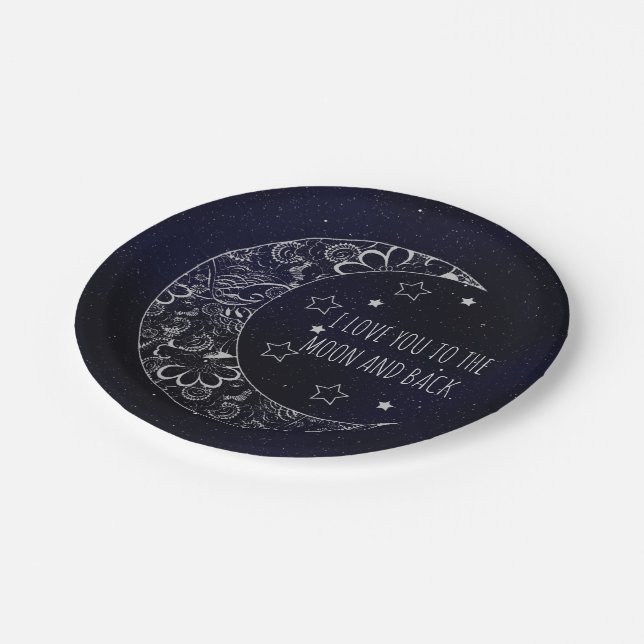 I Love You To The Moon and Back Paper Plate (Angled)
