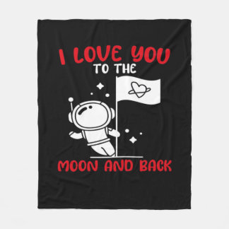 I Love You To The Moon And Back Playful Valentine  Fleece Blanket
