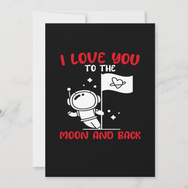 I Love You To The Moon And Back Playful Valentine  Holiday Card (Front)
