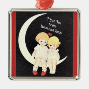 I Love You to the Moon and Back, popular design Metal Ornament