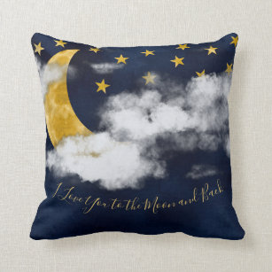 I Love You to the Moon and Back Quote Watercolor Cushion