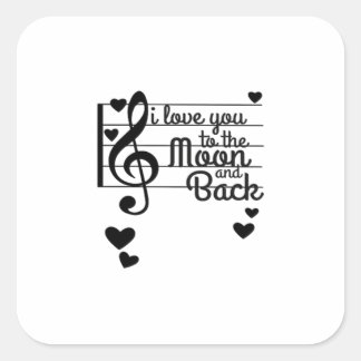 I Love You To The Moon And Back Repeating Love Quo Square Sticker
