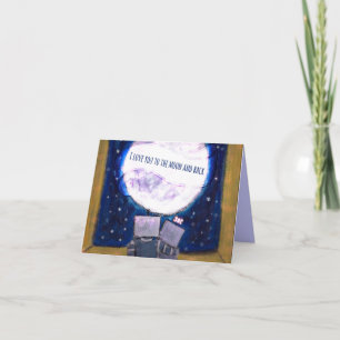 I Love You to the Moon and Back Robots Notecards