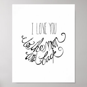 I Love You To The Moon And Back Sincere Romantic D Poster