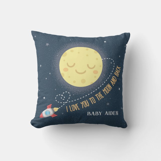 I Love You to the Moon and Back Space Baby Nursery Cushion (Front)