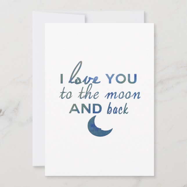 I Love You To The Moon And Back Valentine Romantic Holiday Card (Front)