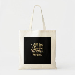 I Love You To The Moon And Back Vintage Stars Glam Tote Bag
