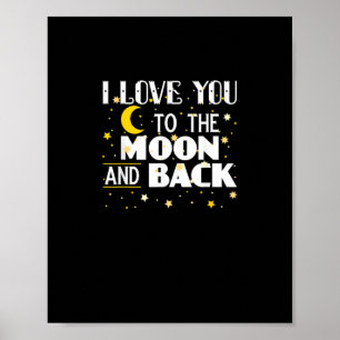 I Love You To The Moon And Back Vintage Stars Gold Poster