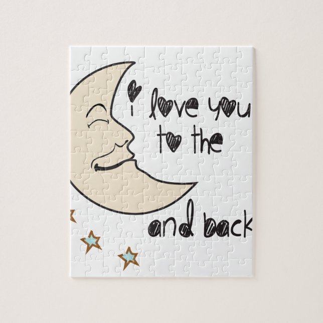 I love you to the moon and back whimsical jigsaw puzzle (Vertical)