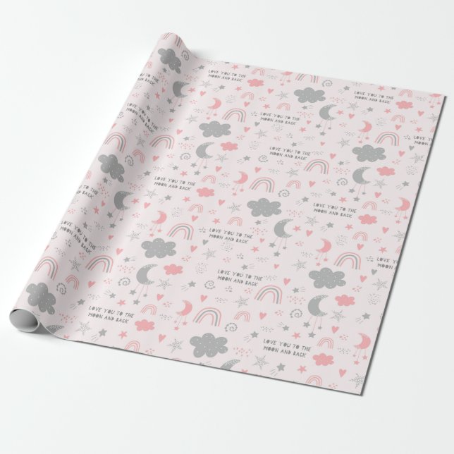 I Love you to the moon and back Wrapping Paper (Unrolled)