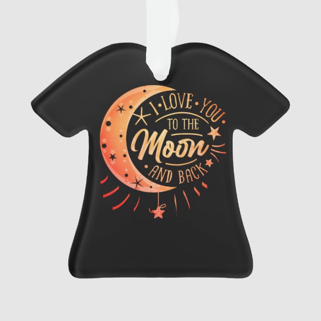 I Love You To The Moon Back Black Modern Cute Gift Ornament (Front)