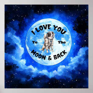 I Love You To The Moon & Back Border Collie Poster