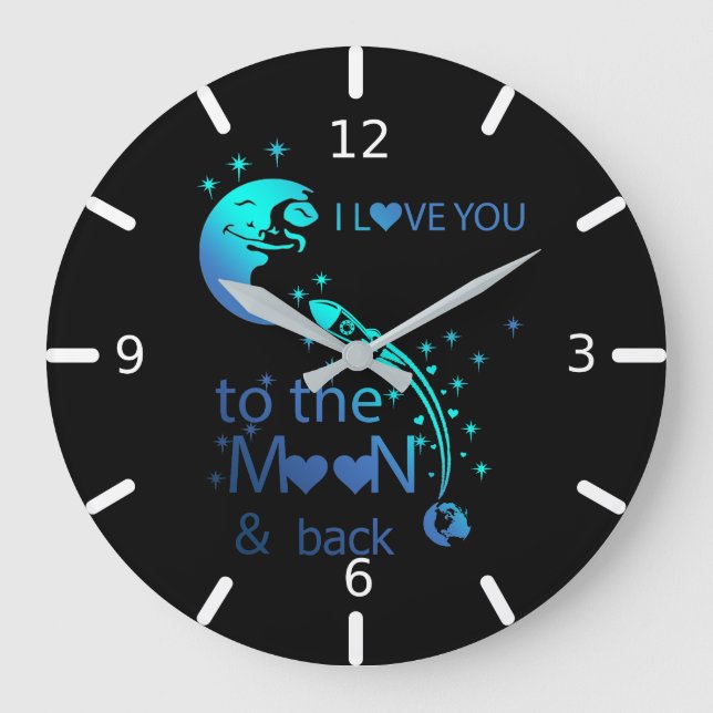 I love You To The Moon & Back Large Clock (Front)