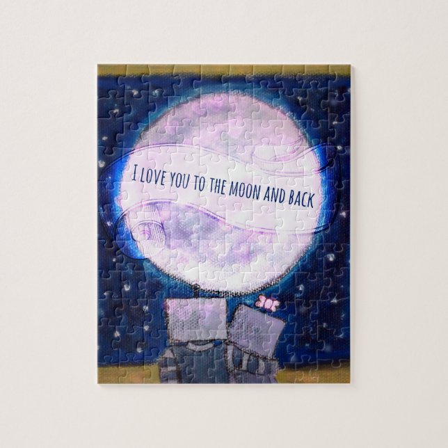 I Love You To The Moon & Back Robots Jigsaw Puzzle (Vertical)