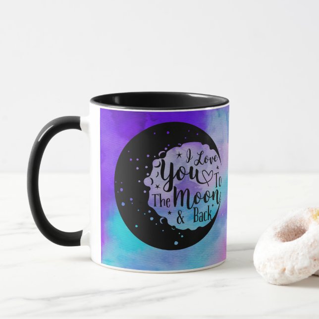I love you to the moon & back | Watercolor Mug (With Donut)