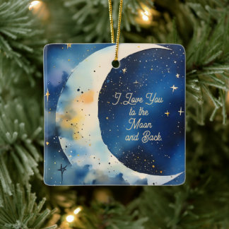 I love You to the Moon Custom Text Ceramic Ornament