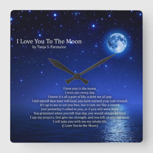 I Love You To The Moon Poetry Collector Square Wall Clock