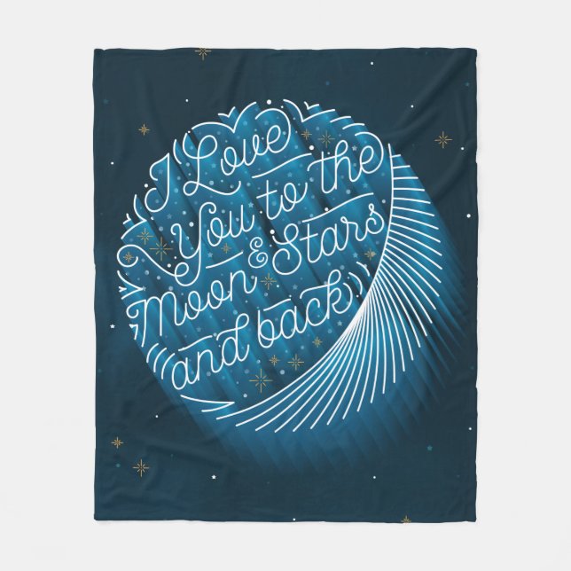 I Love You to the Moon & Stars Fleece Blanket med (Front)