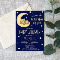 I Love You To The Moon Teddy Bear Baby Shower