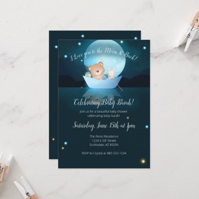 I love you to the mooon and back invitation (Front/Back In Situ)