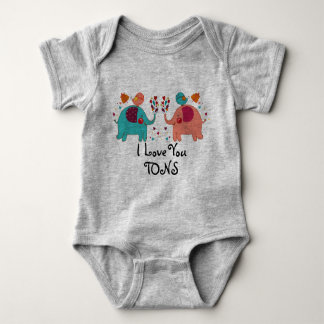 I LOVE YOU TONS Baby clothes - ELEPHANTS LOVE Baby Bodysuit