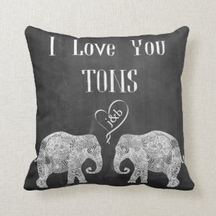 I LOVE YOU TONS/Elephant Art/Wedding Personalised Cushion