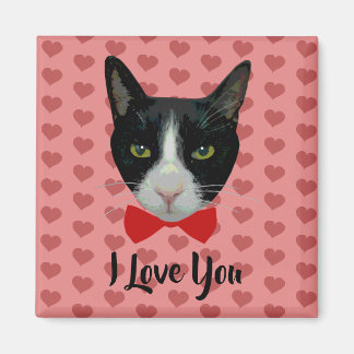 I Love You - Tuxedo Cat with Bow Tie Magnet