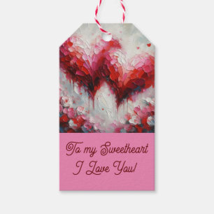 I Love You Two Abstract Hearts Painting Valentine Gift Tags