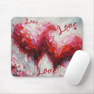 I Love You Two Abstract Hearts Painting Valentine Mouse Pad