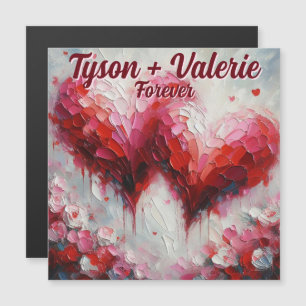I Love You Two Abstract Hearts Personalised Magnet