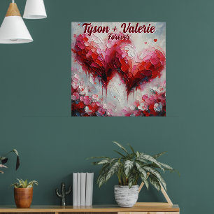 I Love You Two Abstract Hearts Personalized Poster